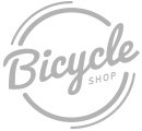 Stylized logo for a bicycle shop featuring a circular design and cursive text.
