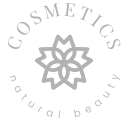 Elegant cosmetics logo with a floral design and natural beauty text.