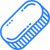 Blue ruler and safety pin graphic icon.