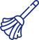 A simple broom icon in blue.